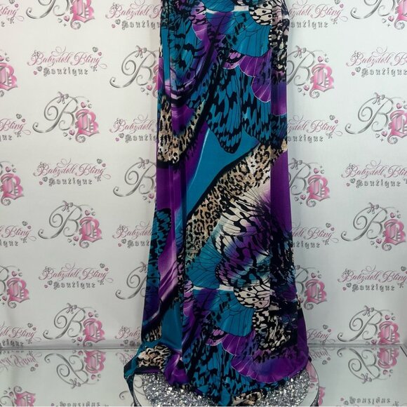 Dress butterfly wings 🪽 cheetah animal print purple blue black long dress - Picture 5 of 13